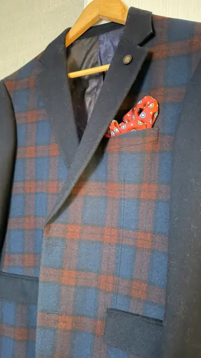 Blazer de Hombre Cuadros Azul y Rojo - miniatura 5