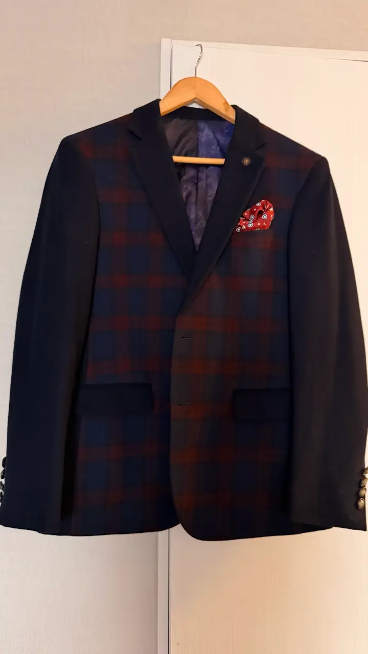 Blazer de Hombre Cuadros Azul y Rojo - 6