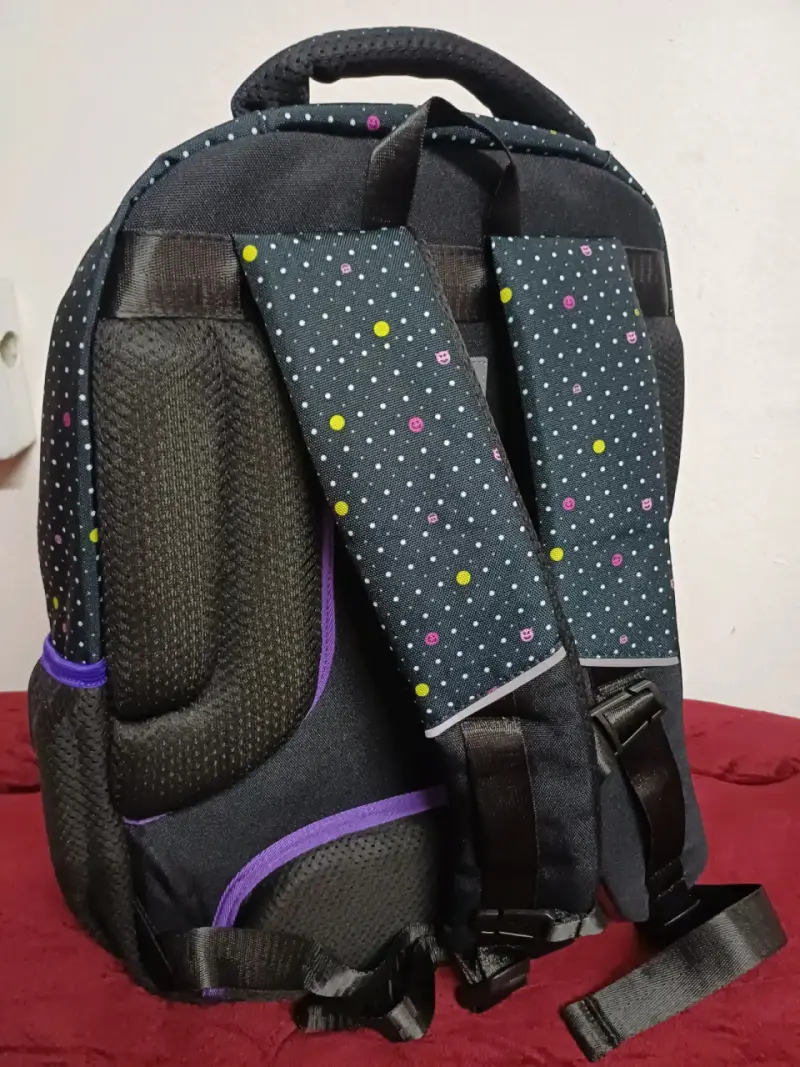 Mochila escolar estampada azul y negra - 5