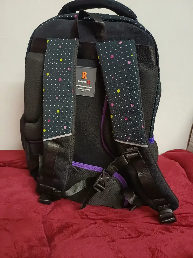 Mochila escolar estampada azul y negra - 6