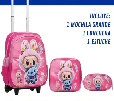 Set de Mochila, Lonchera y Estuche Infantil Rosado - miniatura 1