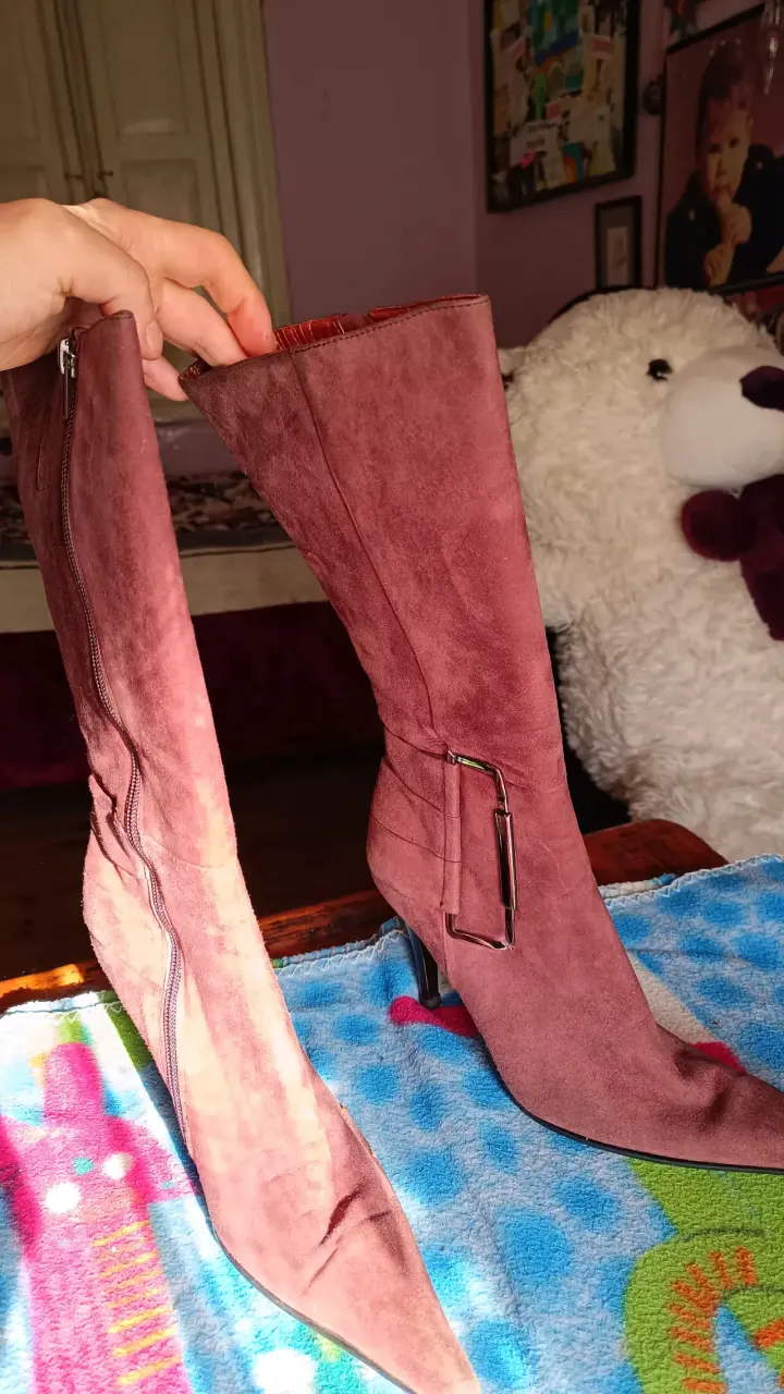 Botas de gamuza marrón con tacón alto - 2