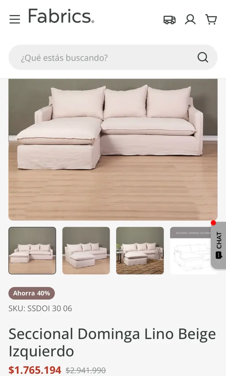 Sofá Seccional Dominga Lino Beige Izquierdo - 2