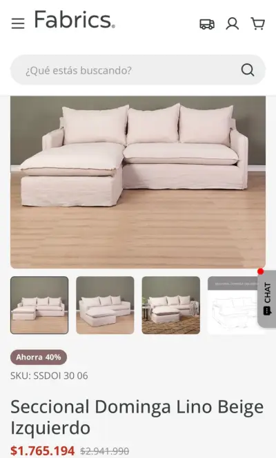 Sofá Seccional Dominga Lino Beige Izquierdo - miniatura 2