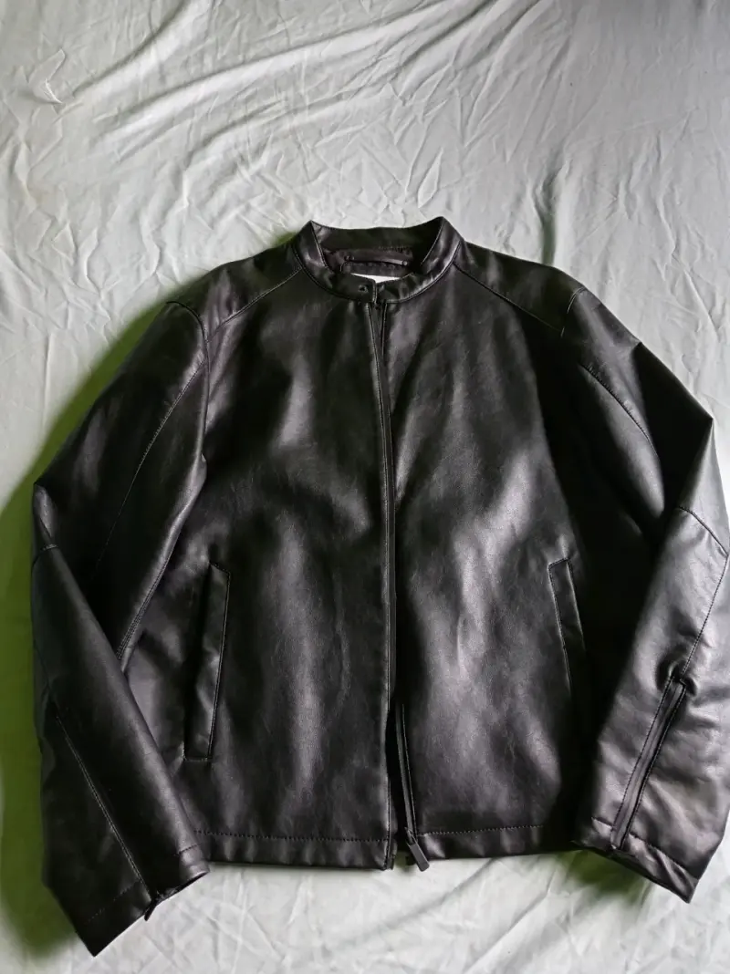 Chaqueta de cuero negra Zara para hombre - 2