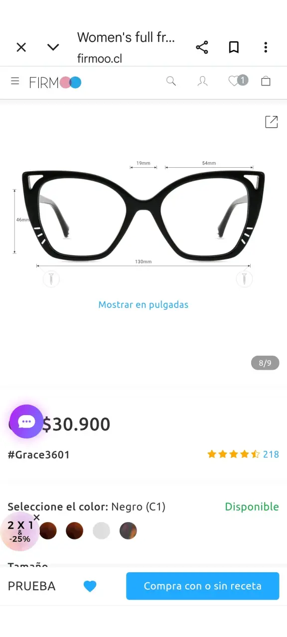Anteojos ópticos Firmoo Grace3601 negros. Nuevos. - 2