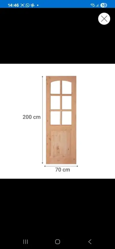 Puerta de madera con vidrio 200x70 cm - miniatura 1