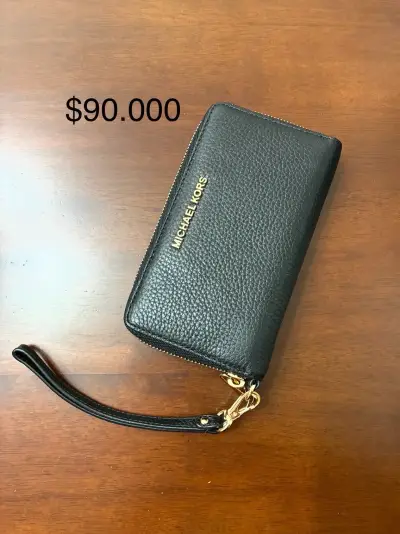 Billetera de cuero negra Michael Kors con cierre - miniatura 1