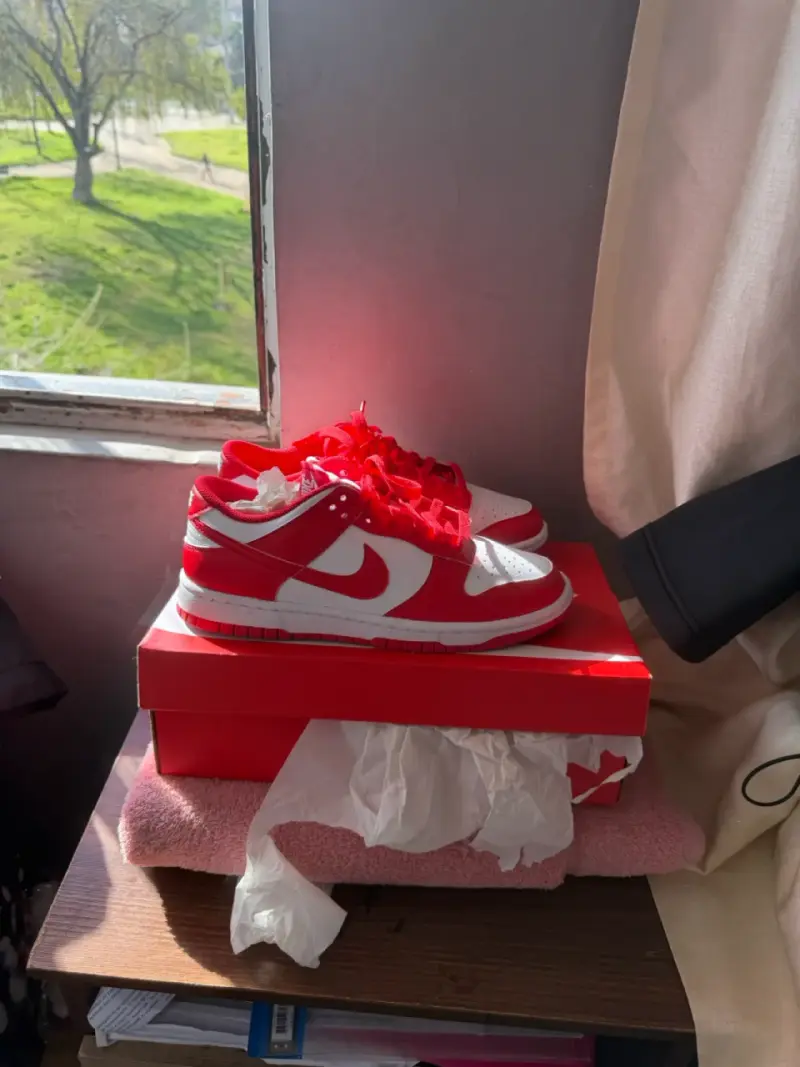 Zapatillas Nike Dunk Low rojas y blancas - 4