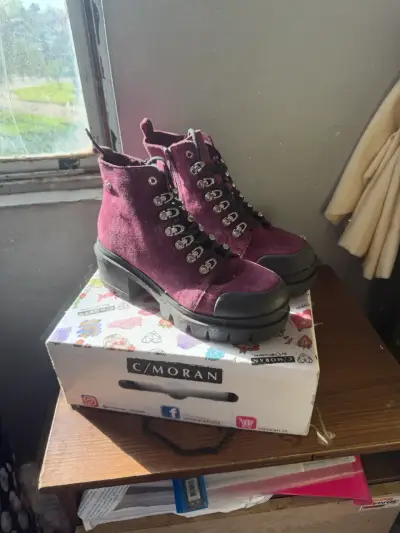 Botines de gamuza burdeos C/Moran para mujer - miniatura 1