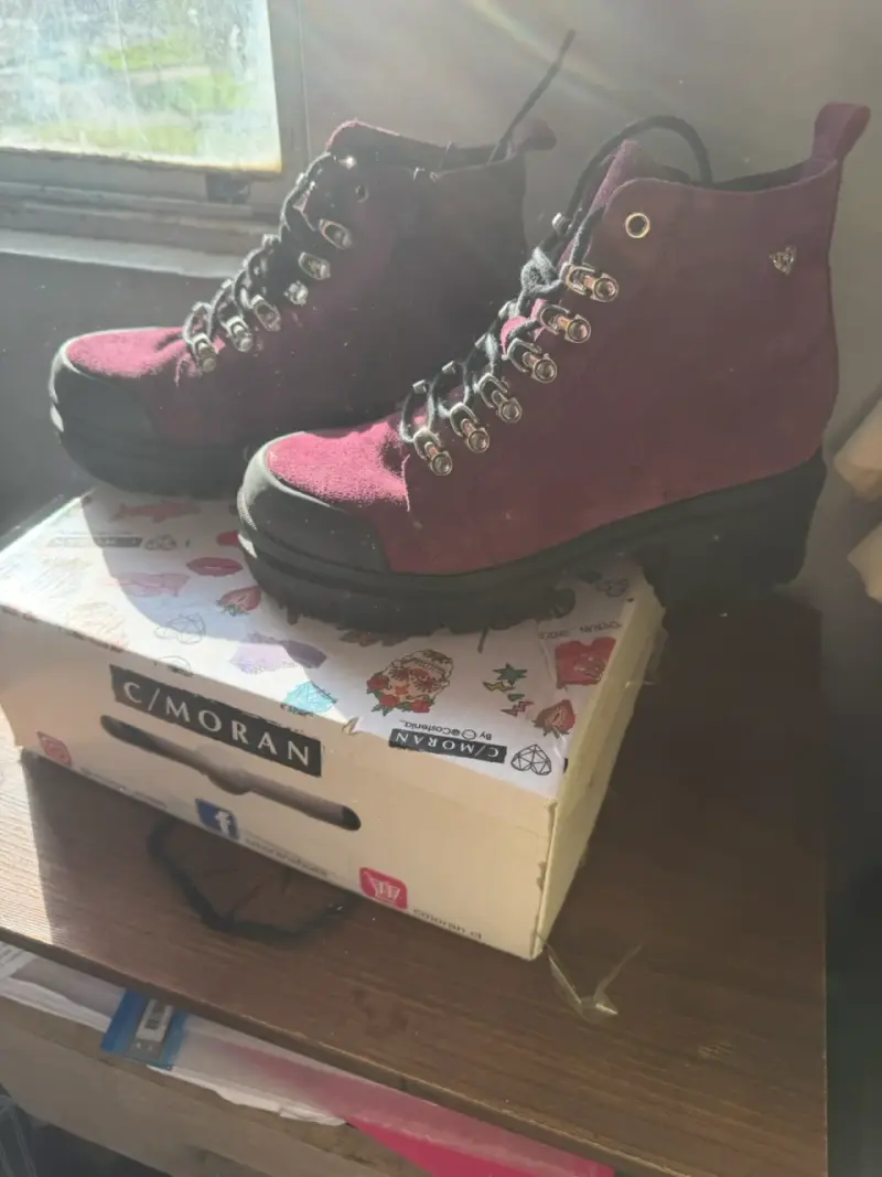 Botines de gamuza burdeos C/Moran para mujer - 2