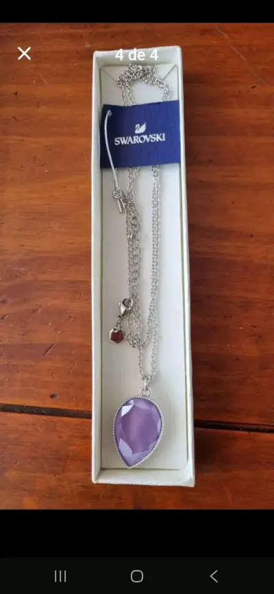 Collar con colgante de cristal púrpura Swarovski - miniatura 2