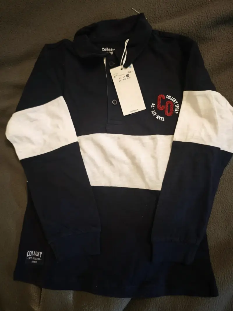 Polera Polo Niño Colloky Azul y Blanca - 1