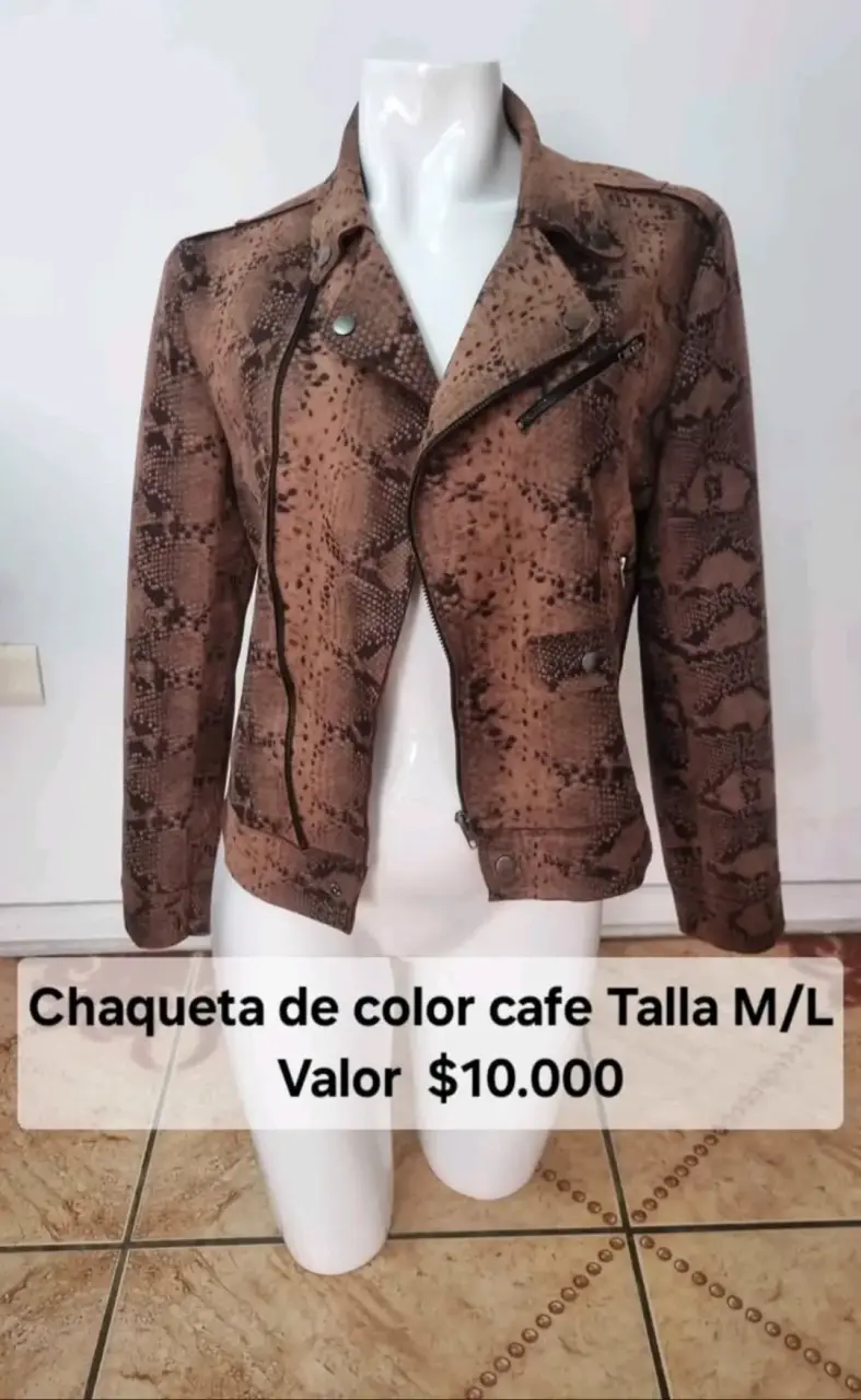 Chaqueta café con diseño de serpiente talla M/L