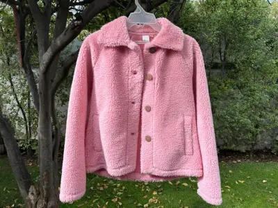 Chaqueta rosada de polar para niña - miniatura 1