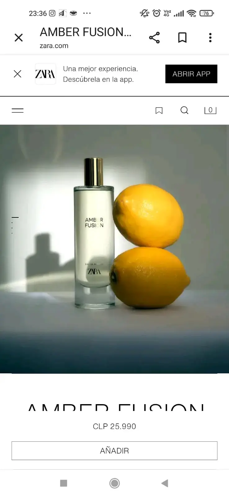 Perfume Amber Fusion Eau de Parfum Zara 80ml - 1