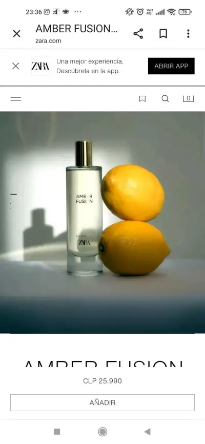 Perfume Amber Fusion Eau de Parfum Zara 80ml - miniatura 1