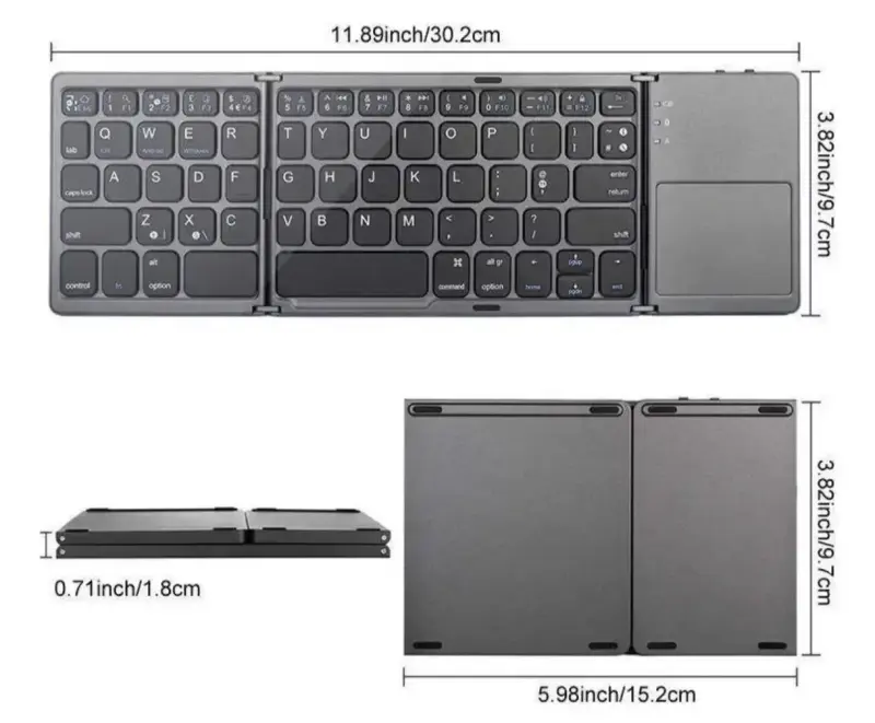 Teclado Bluetooth Plegable con Touchpad B033 - 3