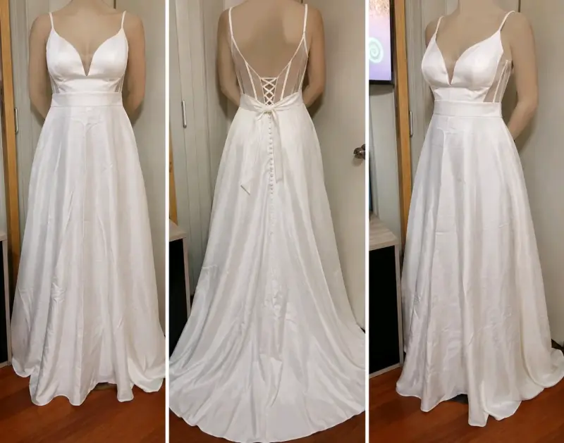 Vestido de Novia Blanco con Tirantes - 3