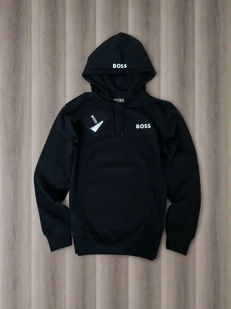 Polerón con capucha negro Boss para hombre