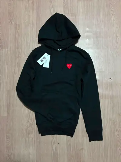Polerón negro con capucha y logo Moncler - miniatura 2