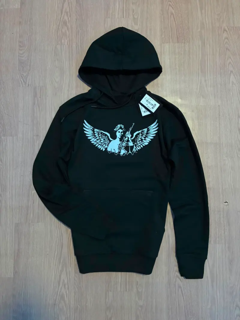 Polerón negro con capucha y logo Moncler - 3
