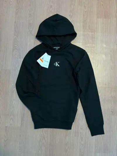 Polerón negro con capucha y logo Moncler - miniatura 4