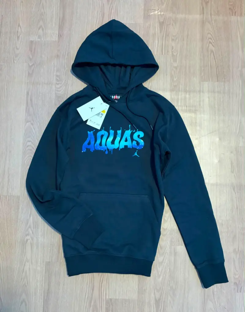Polerón con capucha negro diseño Aquas