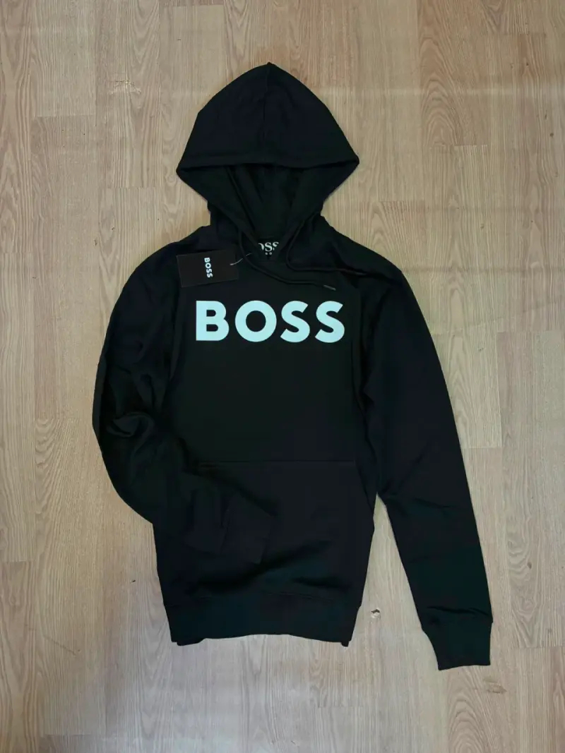 Polerón con capucha negro Boss para hombre