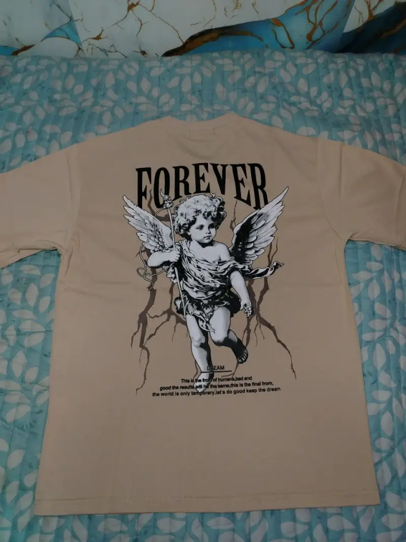 Polera blanca con diseño de ángel Forever - 4
