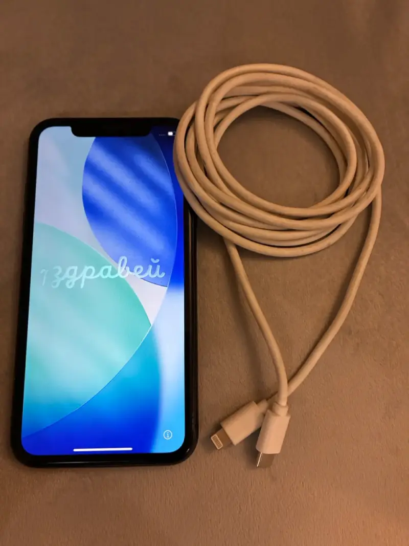 iPhone 11 negro en buen estado con cable - 4
