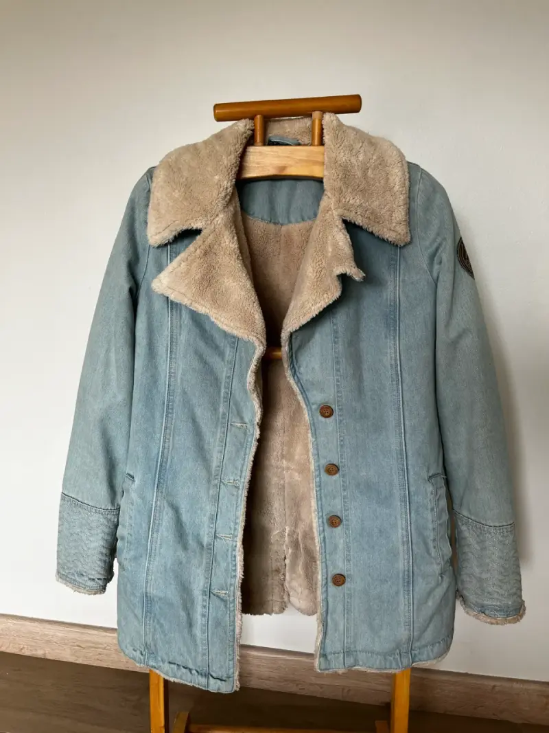 Chaqueta de mezclilla con forro de lana para mujer - 1