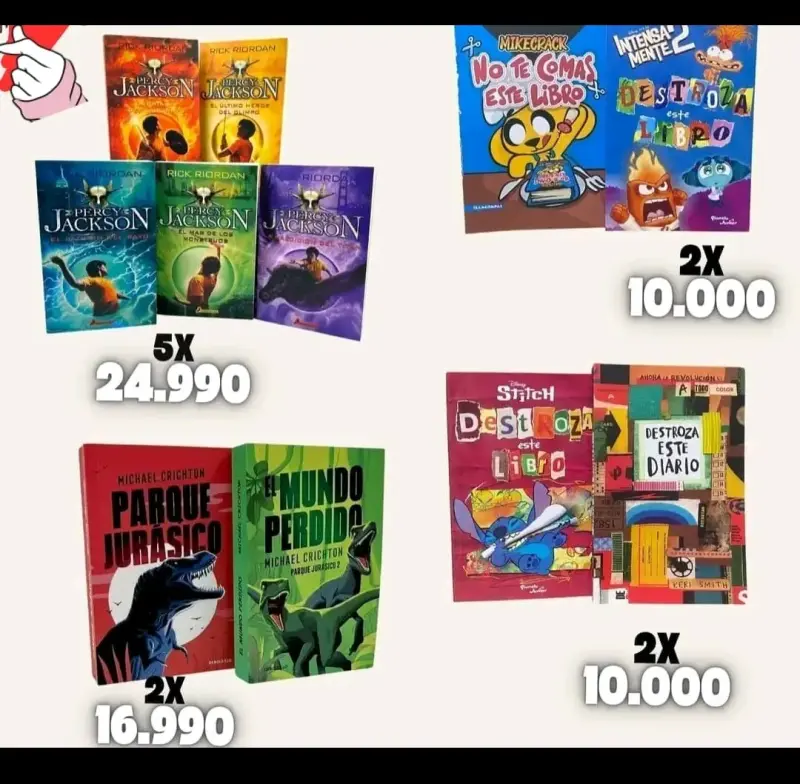 Colección de Libros Percy Jackson y Parque Jurásico