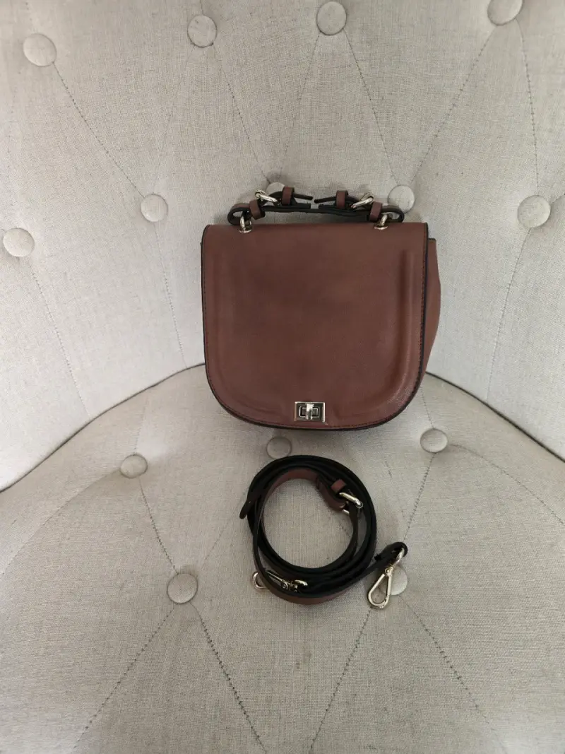 Cartera zara de cuero marrón con correa ajustable - 1
