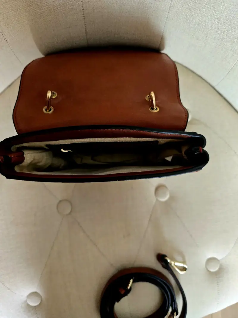 Cartera zara de cuero marrón con correa ajustable - 2