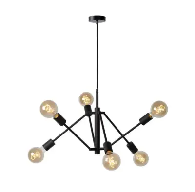 Lámpara colgante moderna negra con 6 luces - miniatura 1