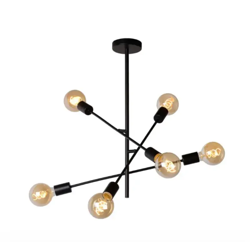 Lámpara colgante moderna negra con 6 luces - 2