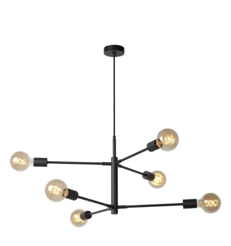 Lámpara colgante moderna negra con 6 luces - 3