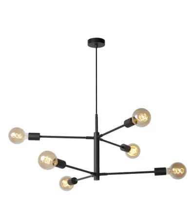 Lámpara colgante moderna negra con 6 luces - miniatura 3