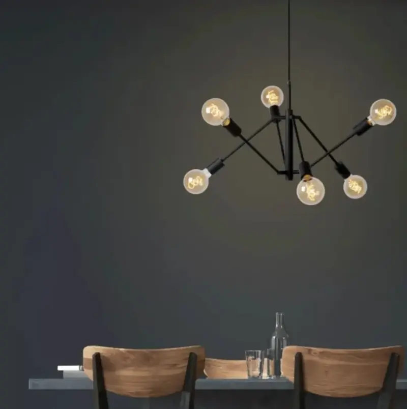 Lámpara colgante moderna negra con 6 luces - 6