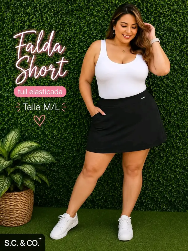 Falda short negra elástica S.C. & Co. - 3
