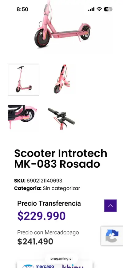 Scooter eléctrico rosa para adultos - miniatura 5