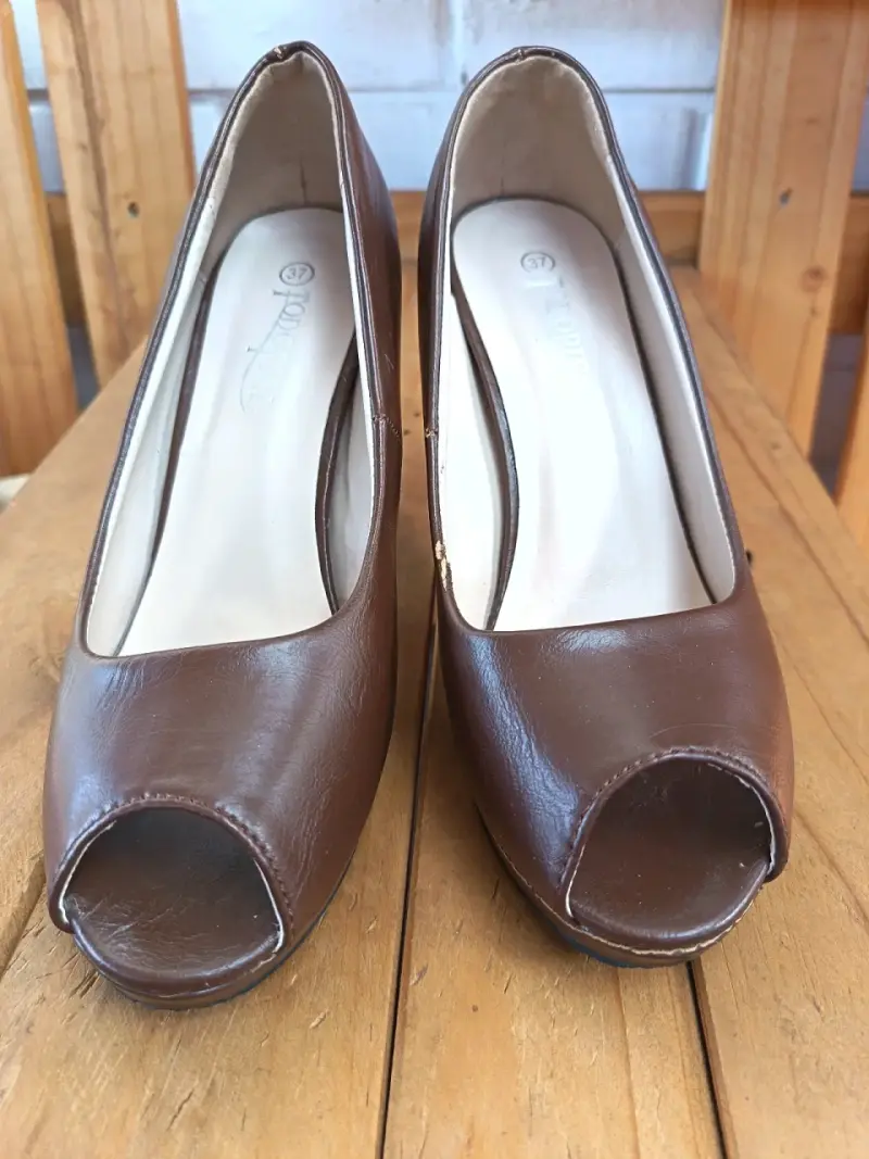 Zapatos de Tacón Abierto Marrón para Mujer - 2