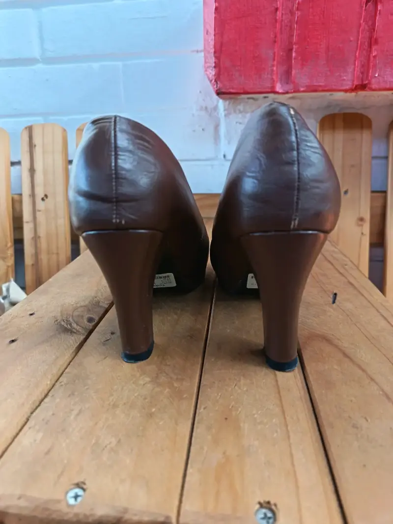 Zapatos de Tacón Abierto Marrón para Mujer - 3