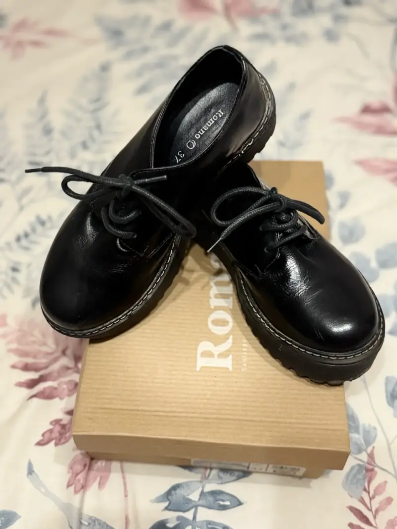 Zapatos de cuero richato negro Romano talla 38 - 2