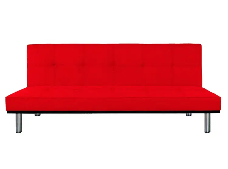 Sofá cama rojo moderno con patas metálicas - 1