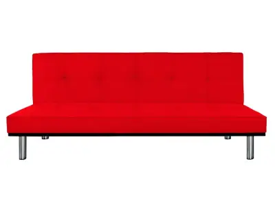 Sofá cama rojo moderno con patas metálicas - miniatura 1
