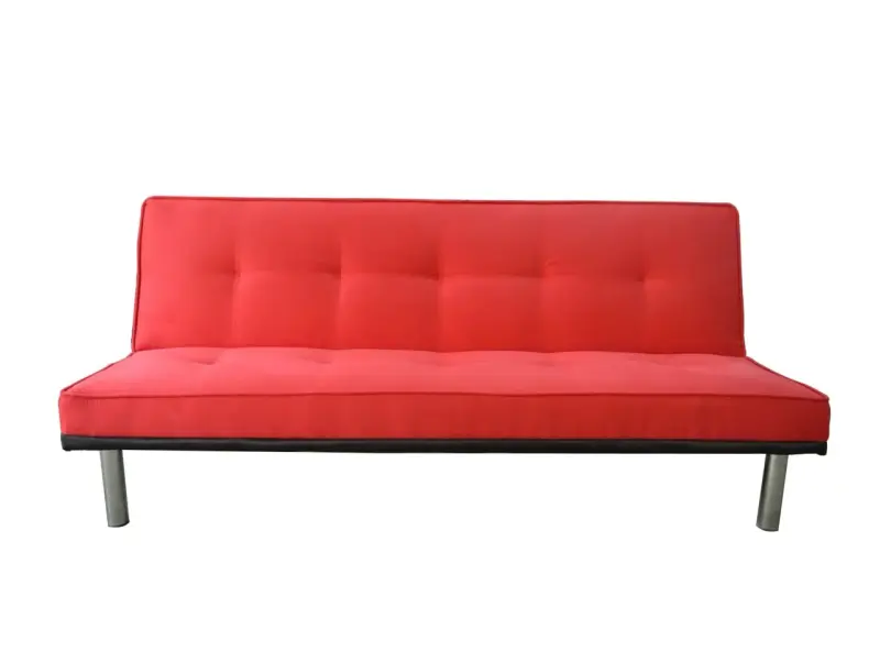 Sofá cama rojo moderno con patas metálicas - 2