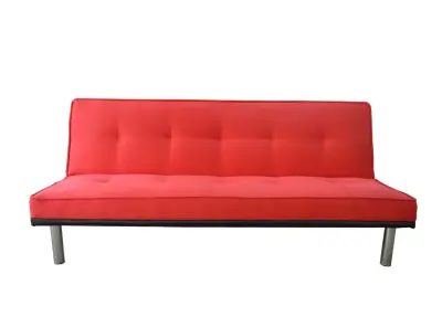 Sofá cama rojo moderno con patas metálicas - miniatura 2
