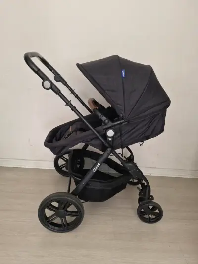 Coche de bebé Infanti Cloud negro con manillar ajustable - miniatura 1